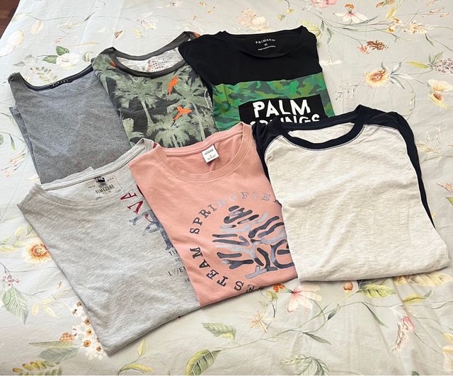 Lote 4 T-shirt a Manica Corta + 1 a Manica Lunga Taglia L