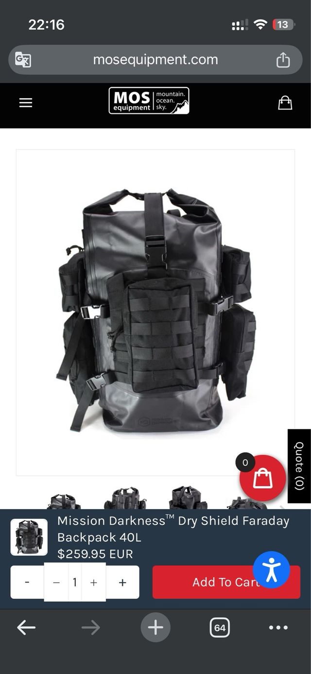 Mochila Mission Darkness Dry Shield 40L NUEVA