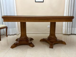 Mesa de salón madera y cristal