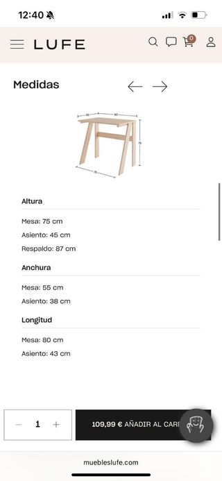 Escritorio y silla de madera