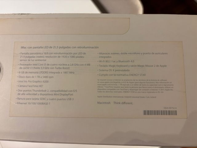 iMac 21,5 2015 Plata