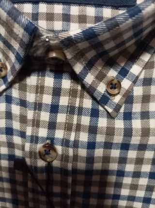 Camisa Davo cuadros azul y marrón