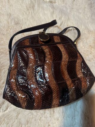 Bolso Piel Serpiente Marrón Multicolor
