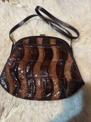 Bolso Piel Serpiente Marrón Multicolor