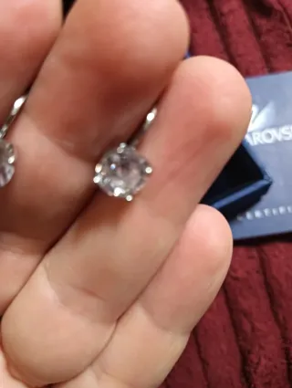 Pendientes pequeño cristal niña/mujer plateado