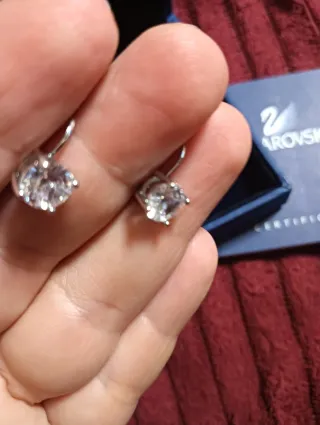Pendientes pequeño cristal niña/mujer plateado