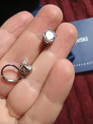 Pendientes pequeño cristal niña/mujer plateado