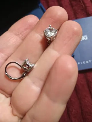 Pendientes pequeño cristal niña/mujer plateado