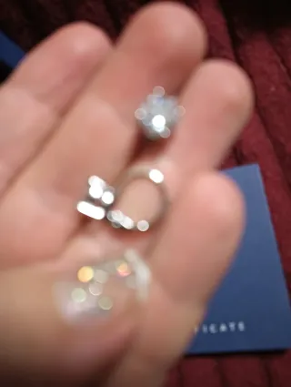 Pendientes pequeño cristal niña/mujer plateado