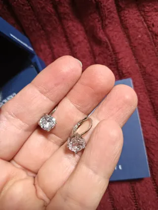 Pendientes pequeño cristal niña/mujer plateado