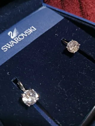 Pendientes pequeño cristal niña/mujer plateado