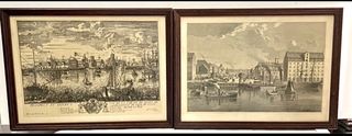 Antigua Pareja de grabados enmarcados
