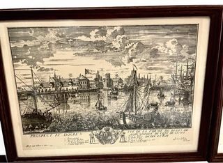 Antigua Pareja de grabados enmarcados