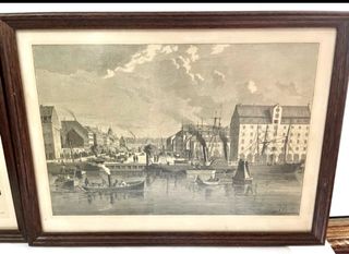 Antigua Pareja de grabados enmarcados