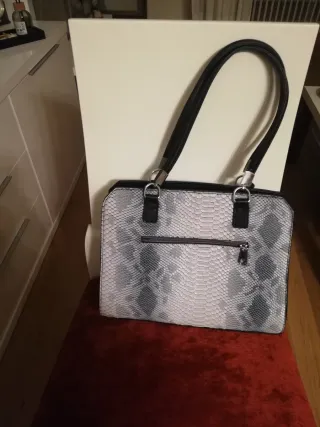 Bolso de piel de serpiente, azul marino y marrón