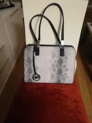 Bolso de piel de serpiente, azul marino y marrón