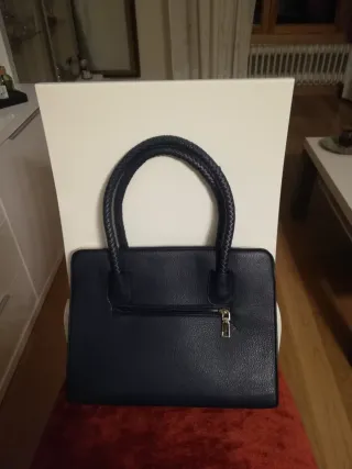 Bolso de piel de serpiente, azul marino y marrón