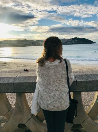 Jersey punto ancho beige roto