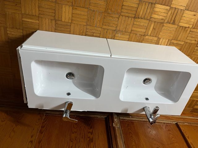 Lavabo doble 120cm blanco