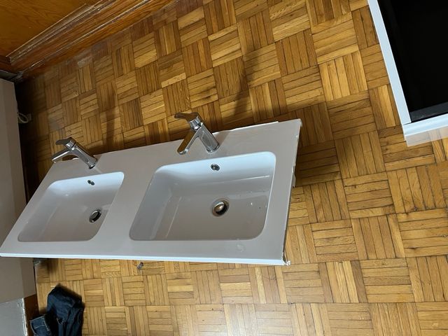 Lavabo doble 120cm blanco