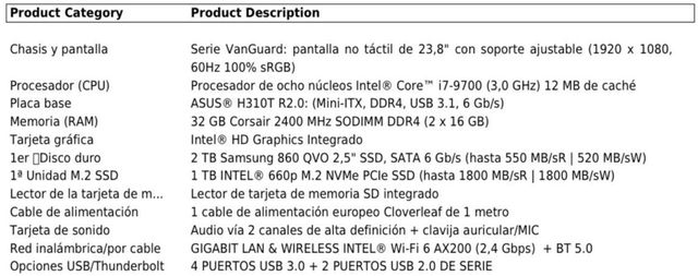 PC i7-9700 32GB RAM 1TB NVMe + 2TB