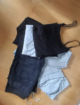 Lote Ropa Embarazada negra, blanca y gris.