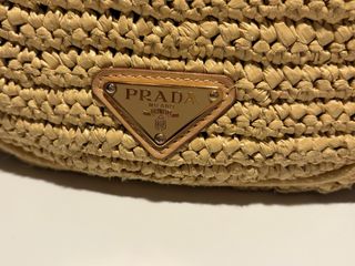 Bolso Prada Hobo Rafia Beige y Dorado
