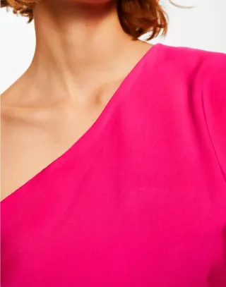 Mono Mango Asimétrico Rosa Fucsia