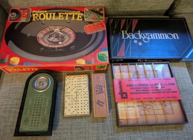 Lotto giochi da tavolo vintage in legno