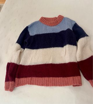 Jersey lana tricolor cuello redondo