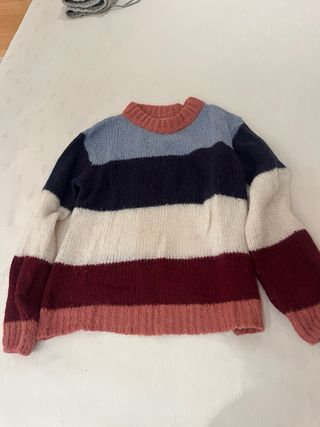 Jersey lana tricolor cuello redondo