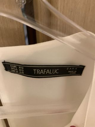 Blusa Zara Blanca Manga Larga Encaje T.XS