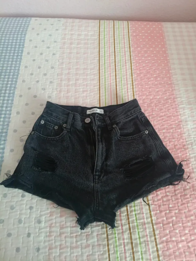 Shorts vaqueros Pull&Bear niña negros rotos