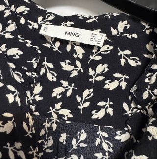 Vestido Mango floral negro y blanco Talla S