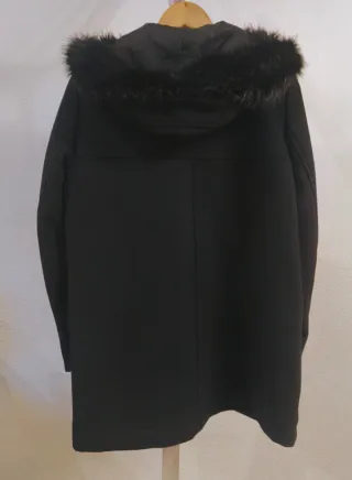 Abrigo Lana Mango Negro Mujer