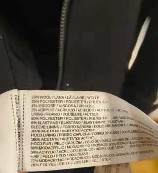 Abrigo Lana Mango Negro Mujer