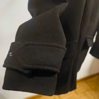 Abrigo Lana Mango Negro Mujer