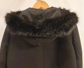 Abrigo Lana Mango Negro Mujer