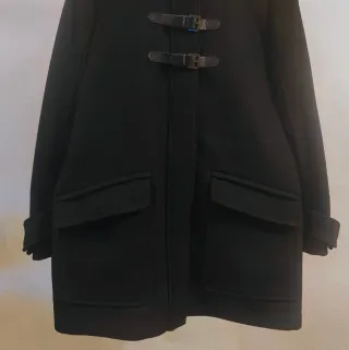 Abrigo Lana Mango Negro Mujer