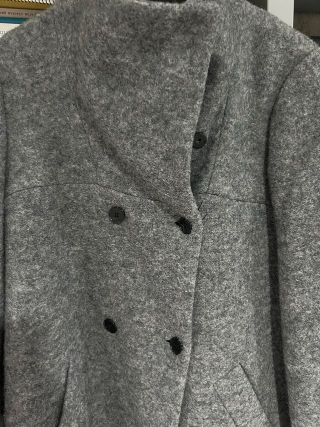 Abrigo paño Zara oversize gris T.M