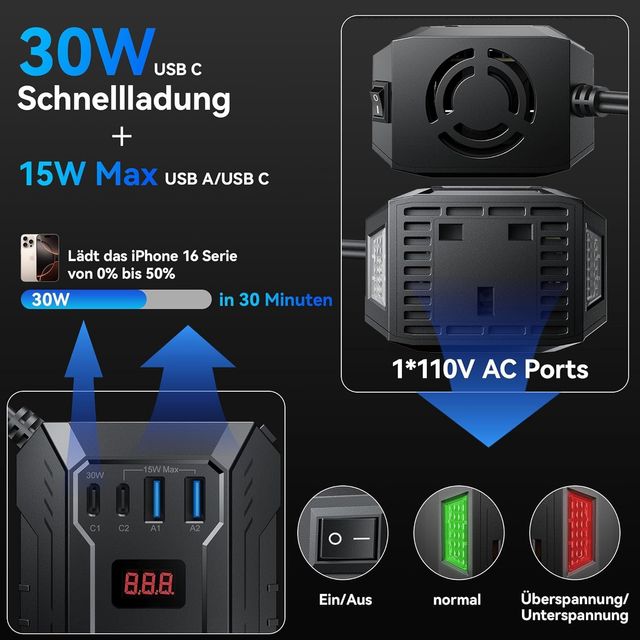 Inverter di Corrente 400W Auto USB