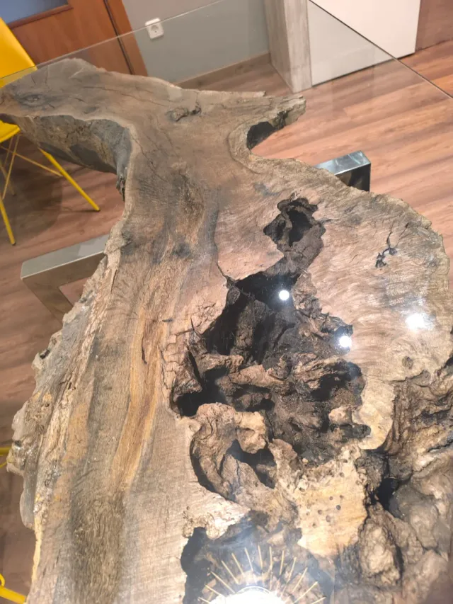 Mesa Comedor Roble y Cristal