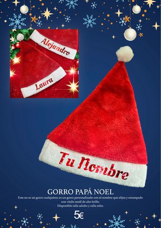Gorro Papá Noel Personalizado con Nombre