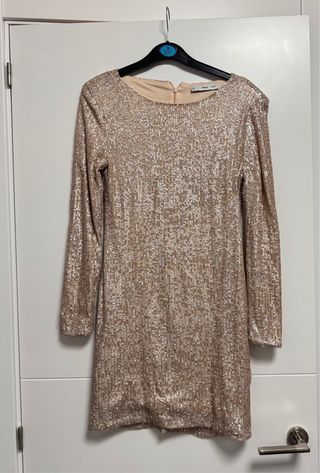Vestido Mango lentejuelas rosa dorado talla S