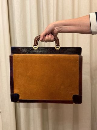 Maletín vintage cuero y ante marrón