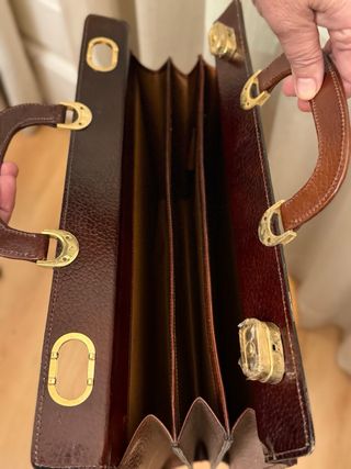 Maletín vintage cuero y ante marrón