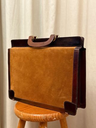 Maletín vintage cuero y ante marrón