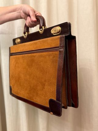 Maletín vintage cuero y ante marrón