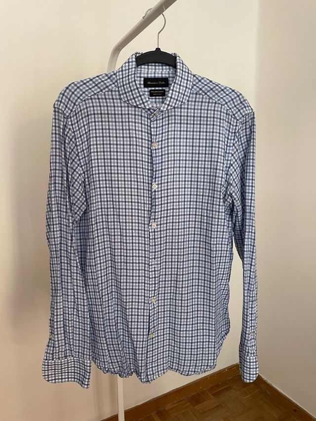 Camisa cuadros azul Massimo Dutti