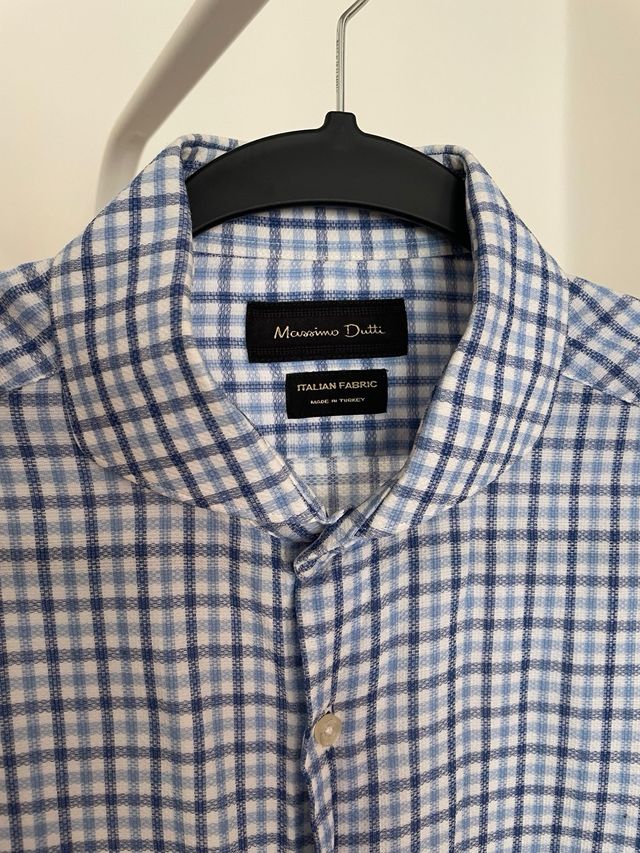 Camisa cuadros azul Massimo Dutti